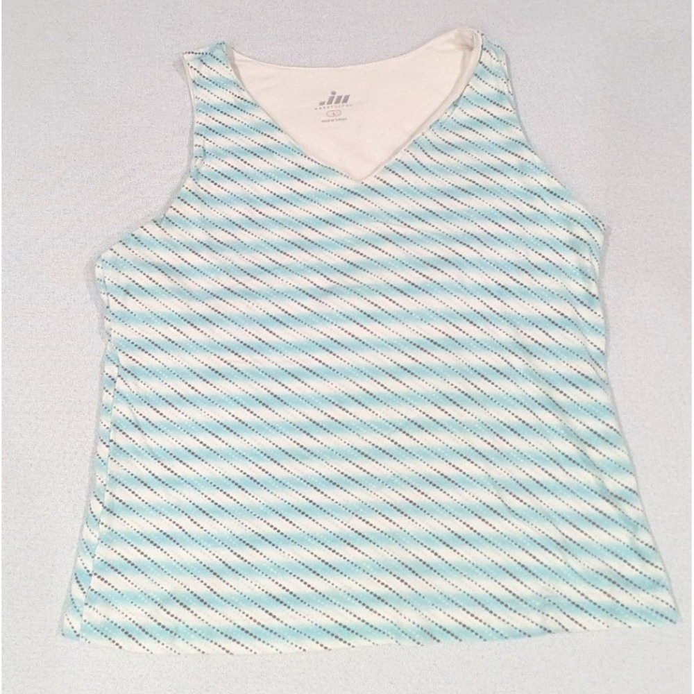 Moret Ultra Tank Top Women Large Blue White Excellent V-Neck Athletic Sleeveless